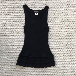 Emporio Armani Black Fitted Ruffled Tank Top